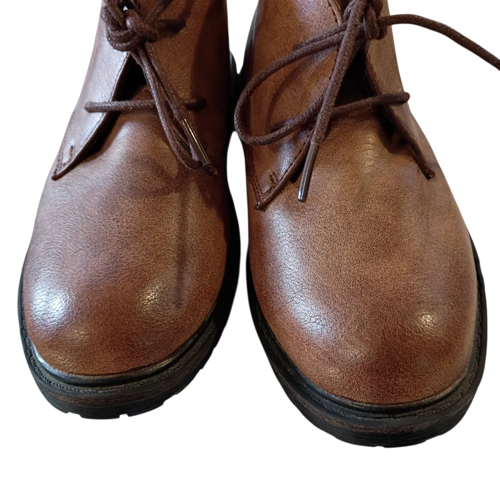 EUC Xray Chukka Faux Brown Ankle Boots Lace‎ Up Manmade Round Toe Boy's Size 13